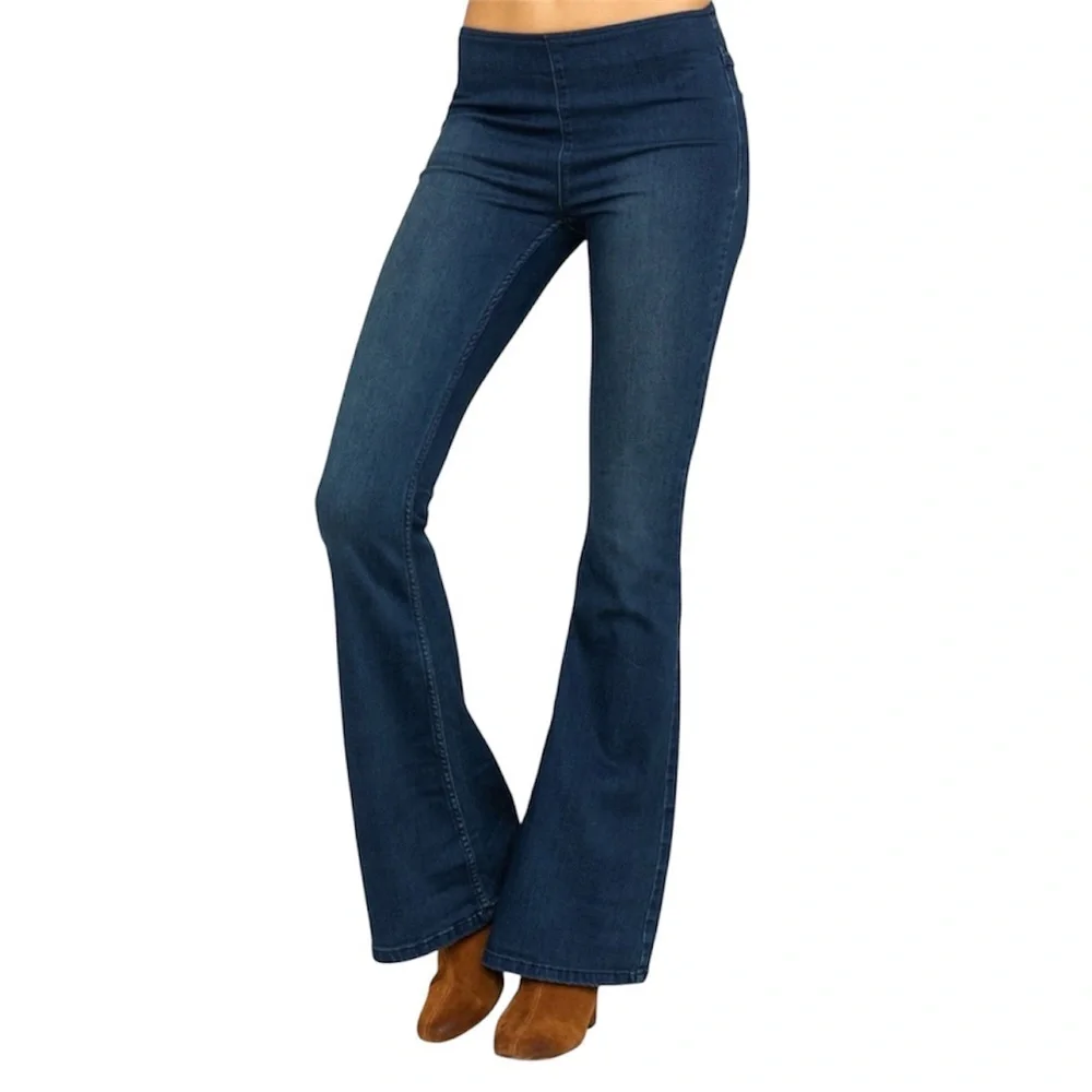Free People We The‎ Free Penny Pull-On Flare Jeans Size 26 Dark Wash Boho